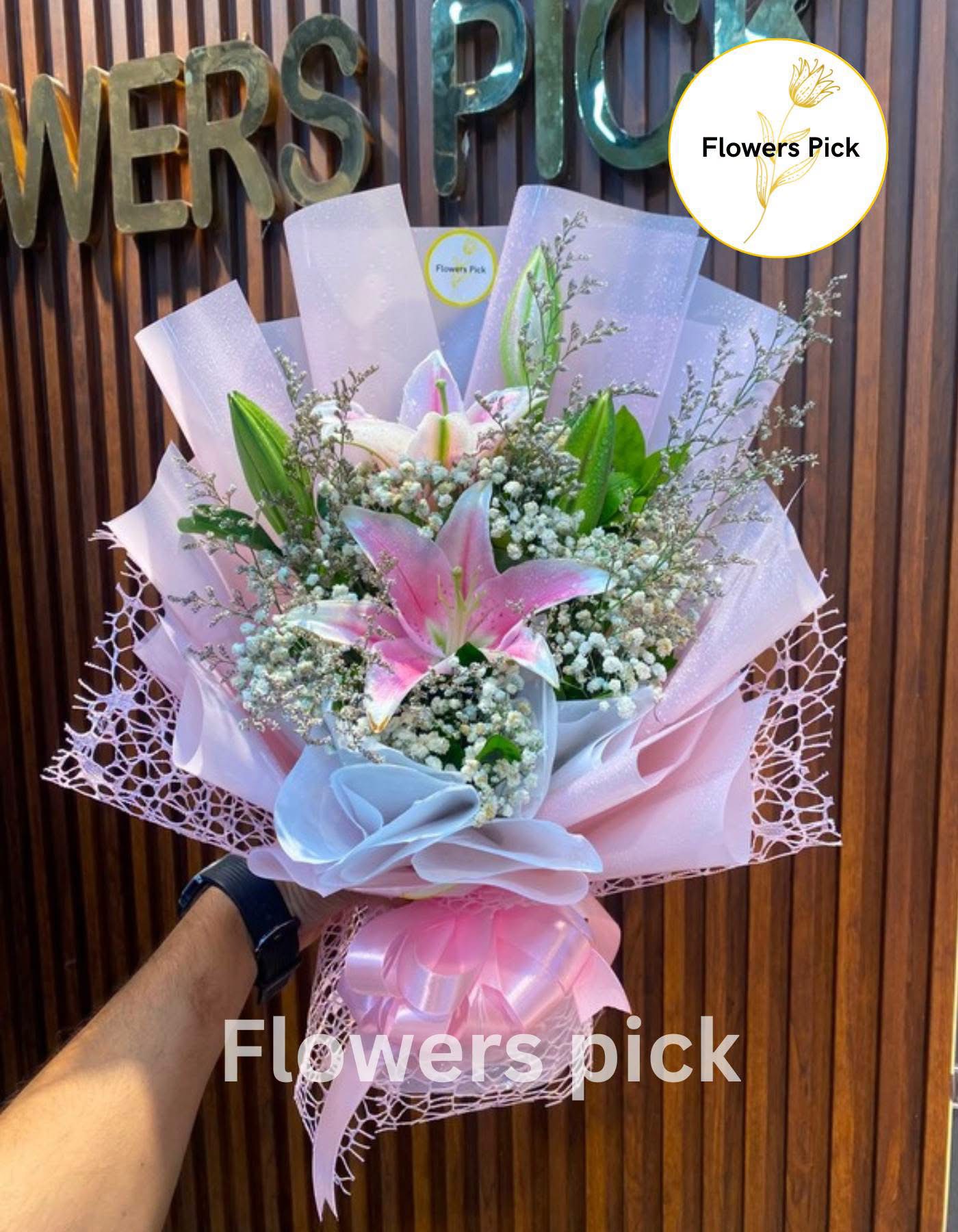 Premium Pink Lily Bouquet💕